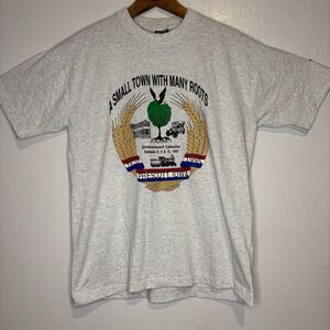 Vintage‎ T Shirt Mens L Fruit of the Loom Single Stitch Light Gray Prescott Iowa